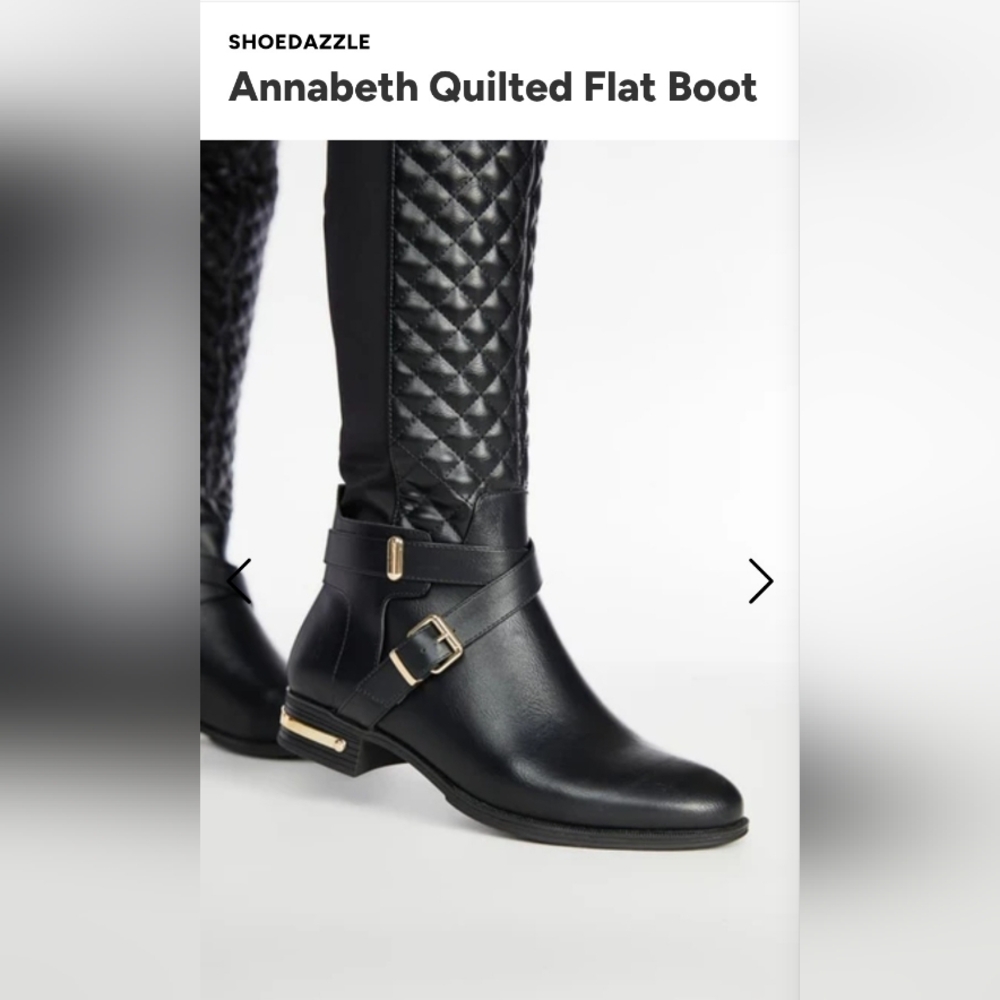 Shoe Dazzle Annabeth Quilted Flat Boot - Black